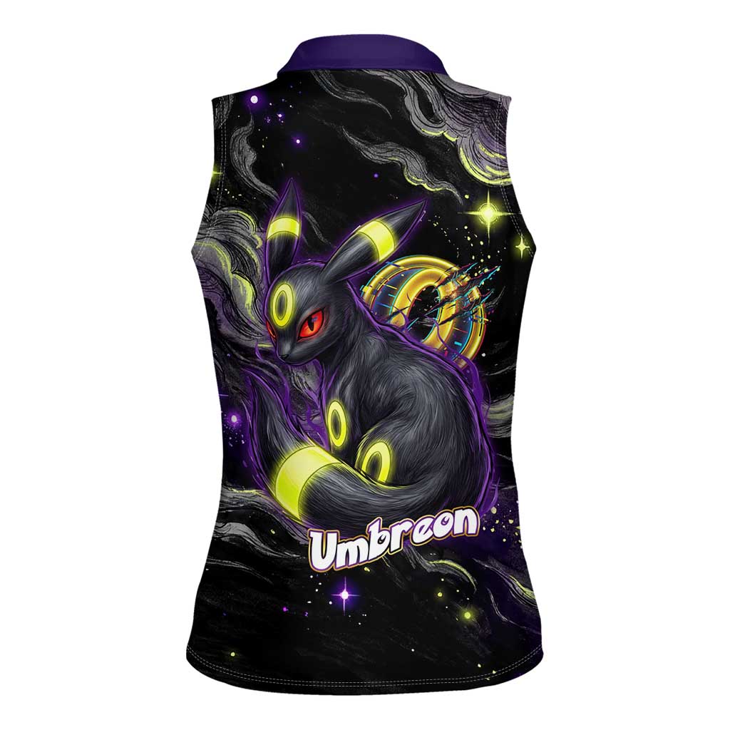 Umbreon Women Sleeveless Polo Shirt Cosmic Neon Galaxy Art