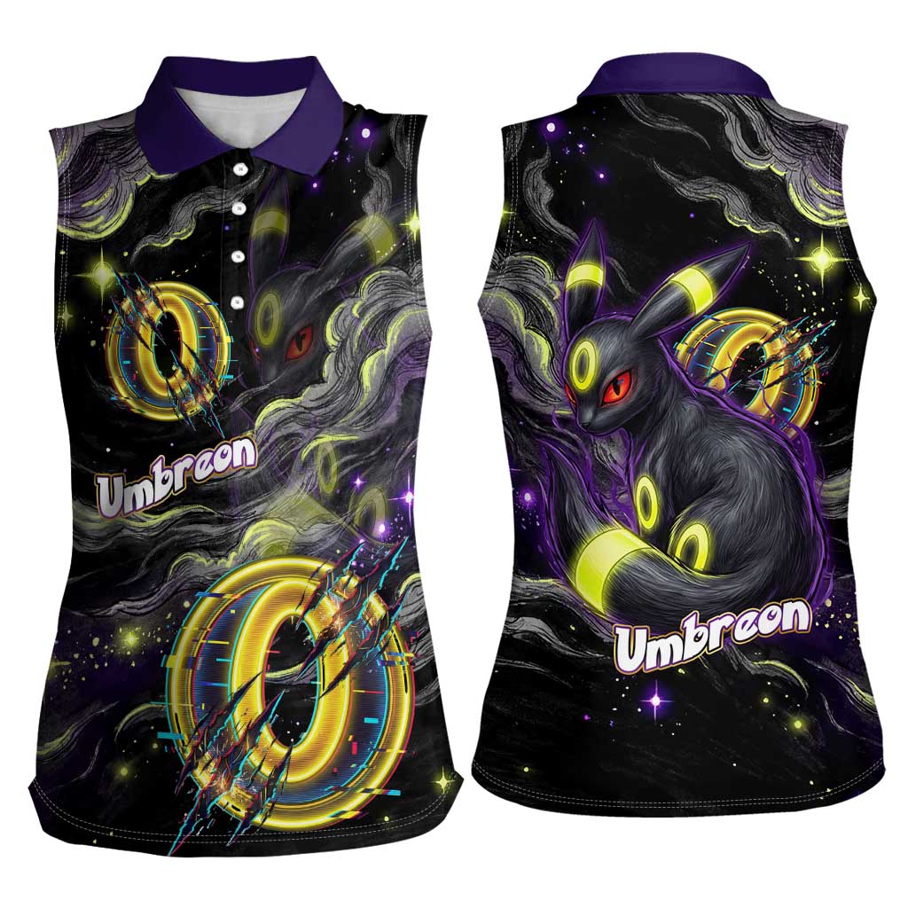 Umbreon Women Sleeveless Polo Shirt Cosmic Neon Galaxy Art