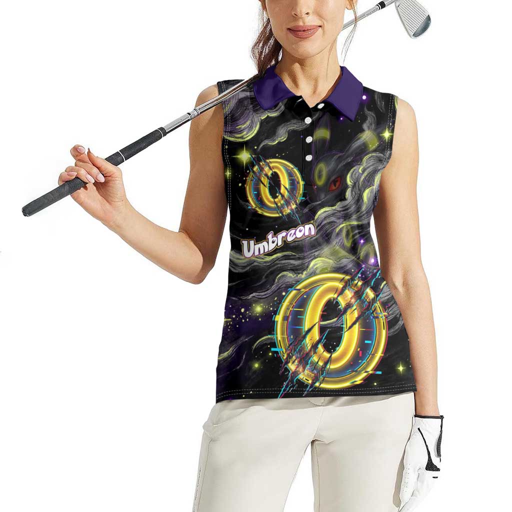 Umbreon Women Sleeveless Polo Shirt Cosmic Neon Galaxy Art