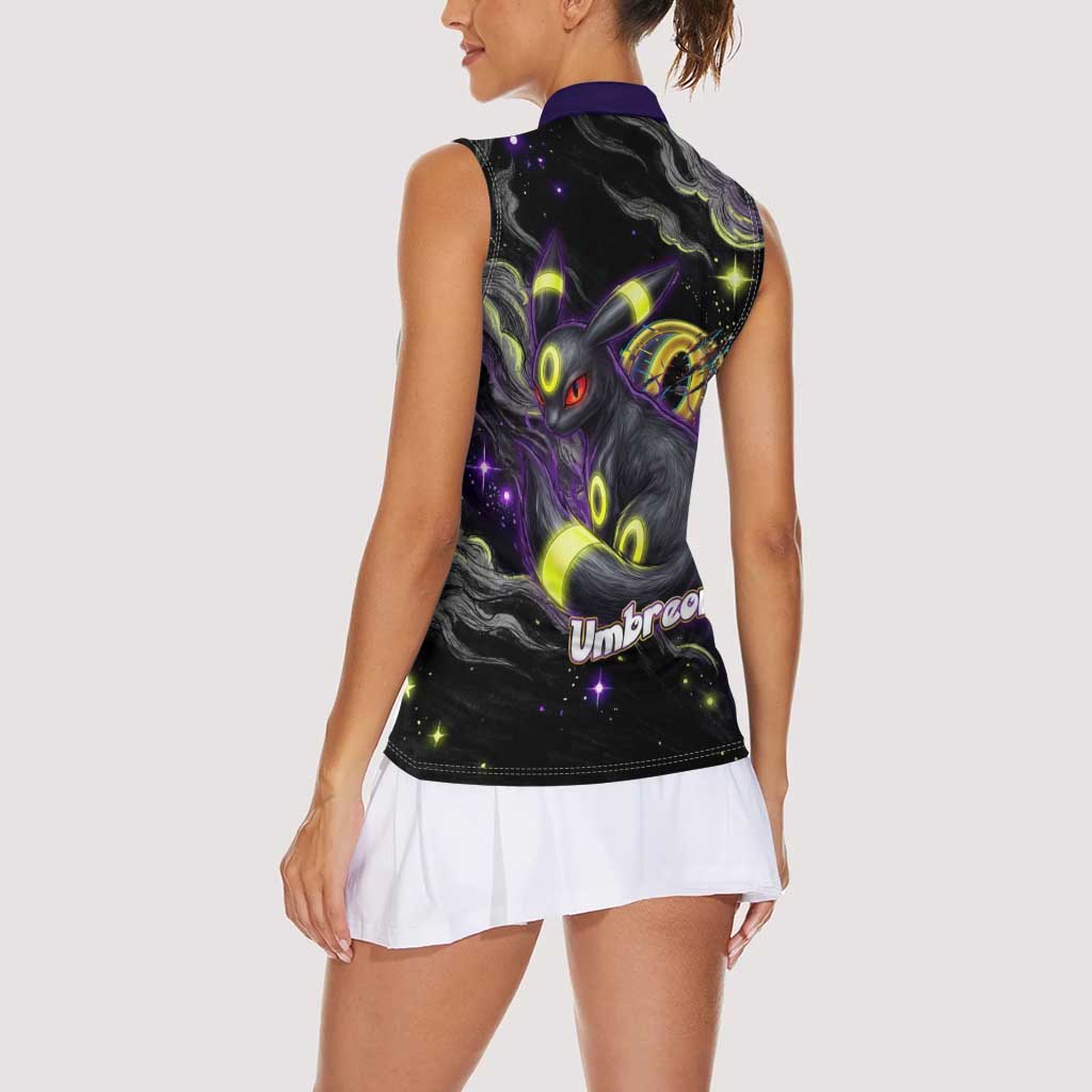 Umbreon Women Sleeveless Polo Shirt Cosmic Neon Galaxy Art