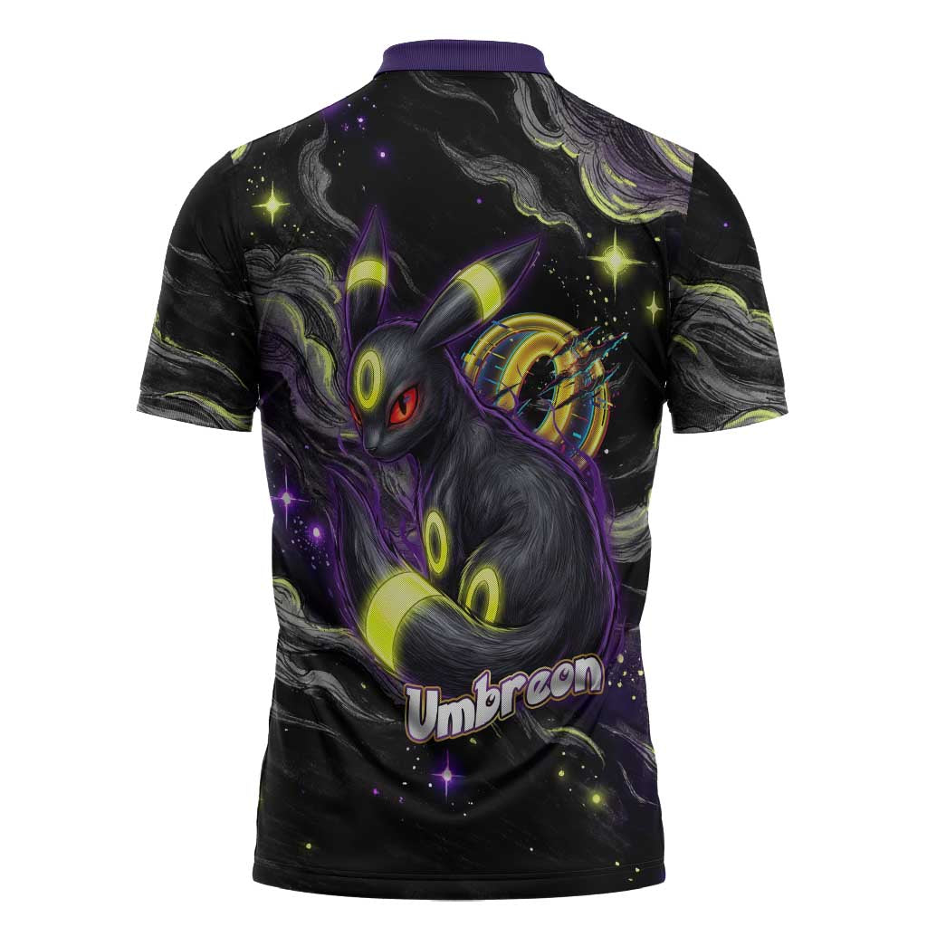 Umbreon Zipper Polo Shirt Cosmic Neon Galaxy Art