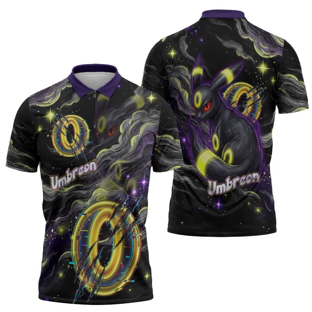 Umbreon Zipper Polo Shirt Cosmic Neon Galaxy Art