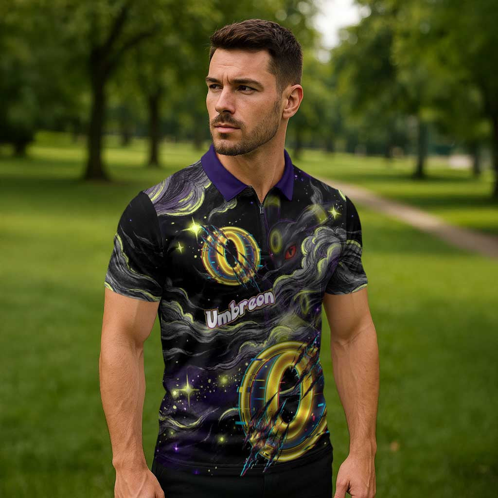 Umbreon Zipper Polo Shirt Cosmic Neon Galaxy Art