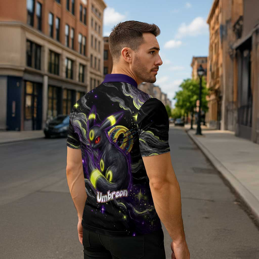 Umbreon Zipper Polo Shirt Cosmic Neon Galaxy Art