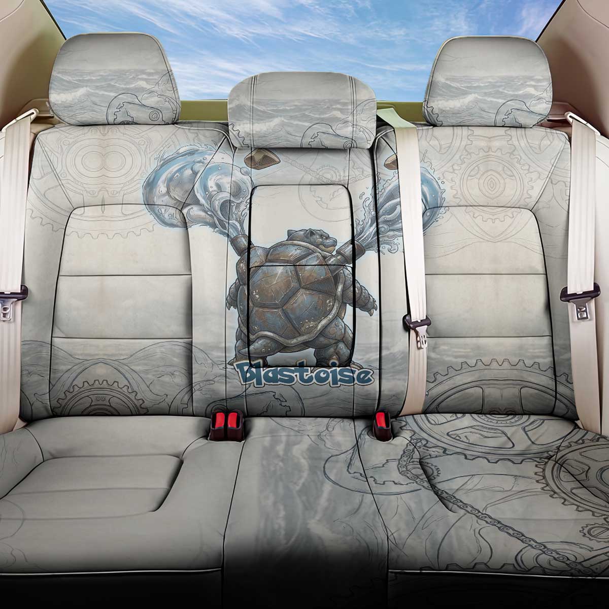 Blastoise Back Car Seat Cover Steampunk Mechanical Gear Art