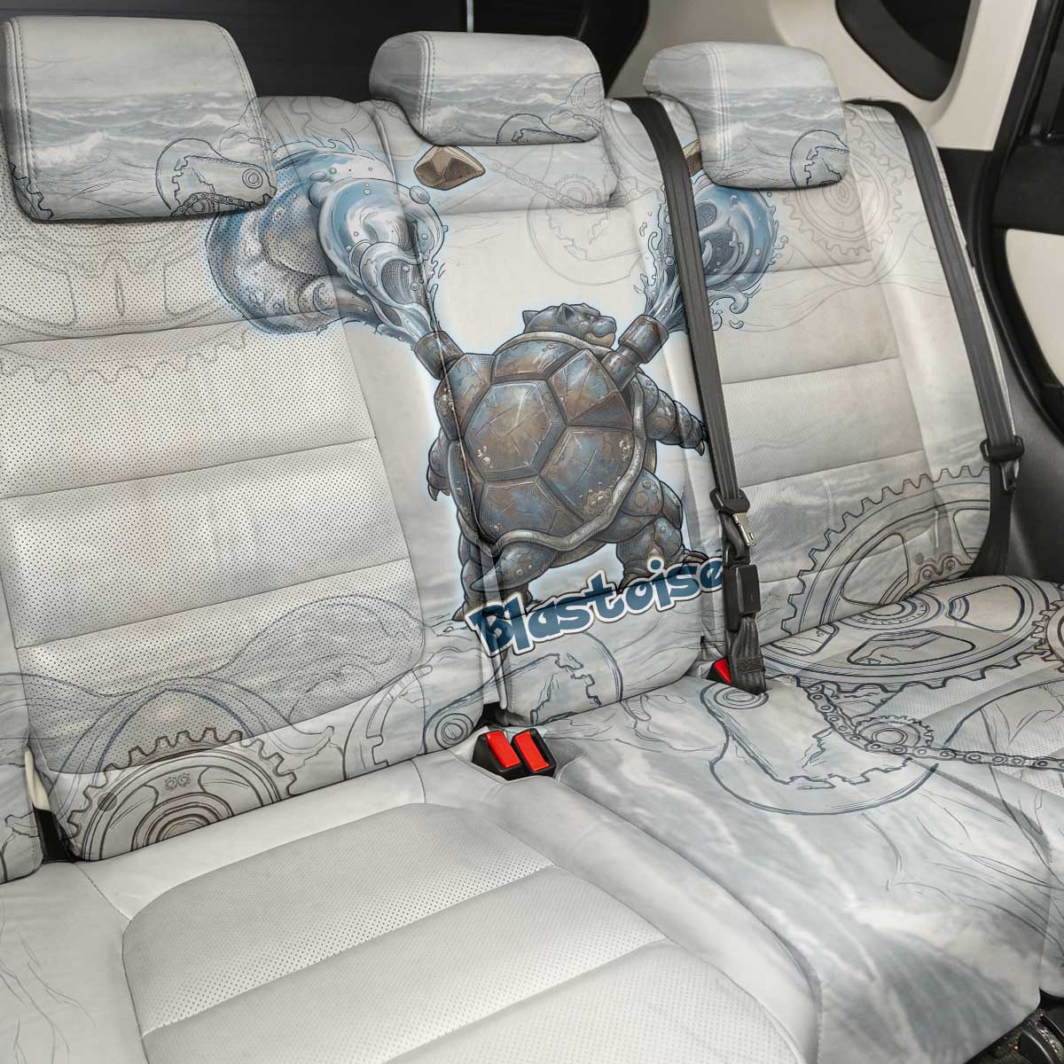 Blastoise Back Car Seat Cover Steampunk Mechanical Gear Art