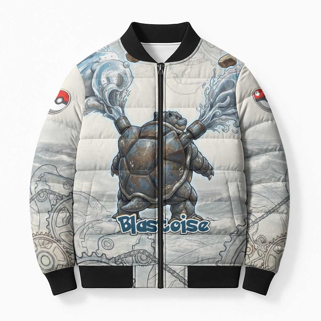 Blastoise Bomber Puffer Jacket Steampunk Mechanical Gear Art