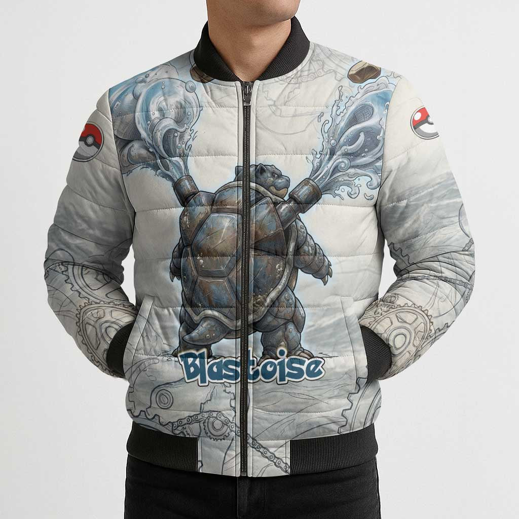 Blastoise Bomber Puffer Jacket Steampunk Mechanical Gear Art