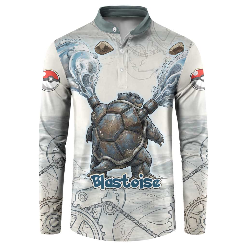 Blastoise Button Sweatshirt Steampunk Mechanical Gear Art