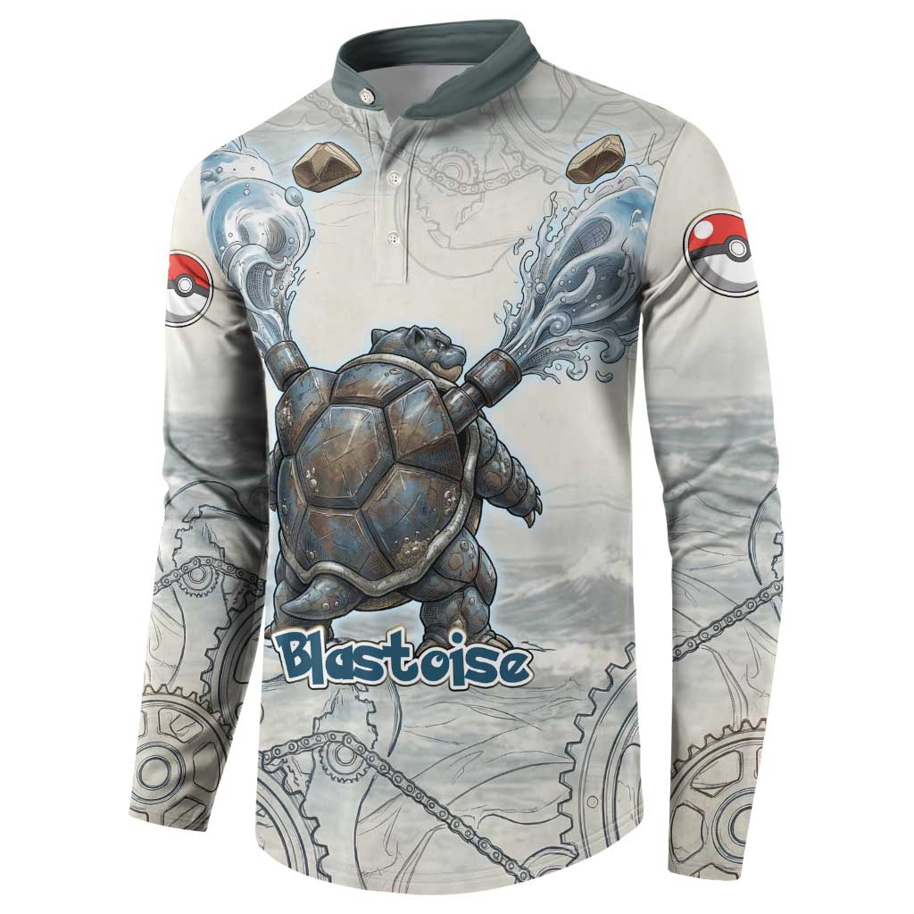 Blastoise Button Sweatshirt Steampunk Mechanical Gear Art