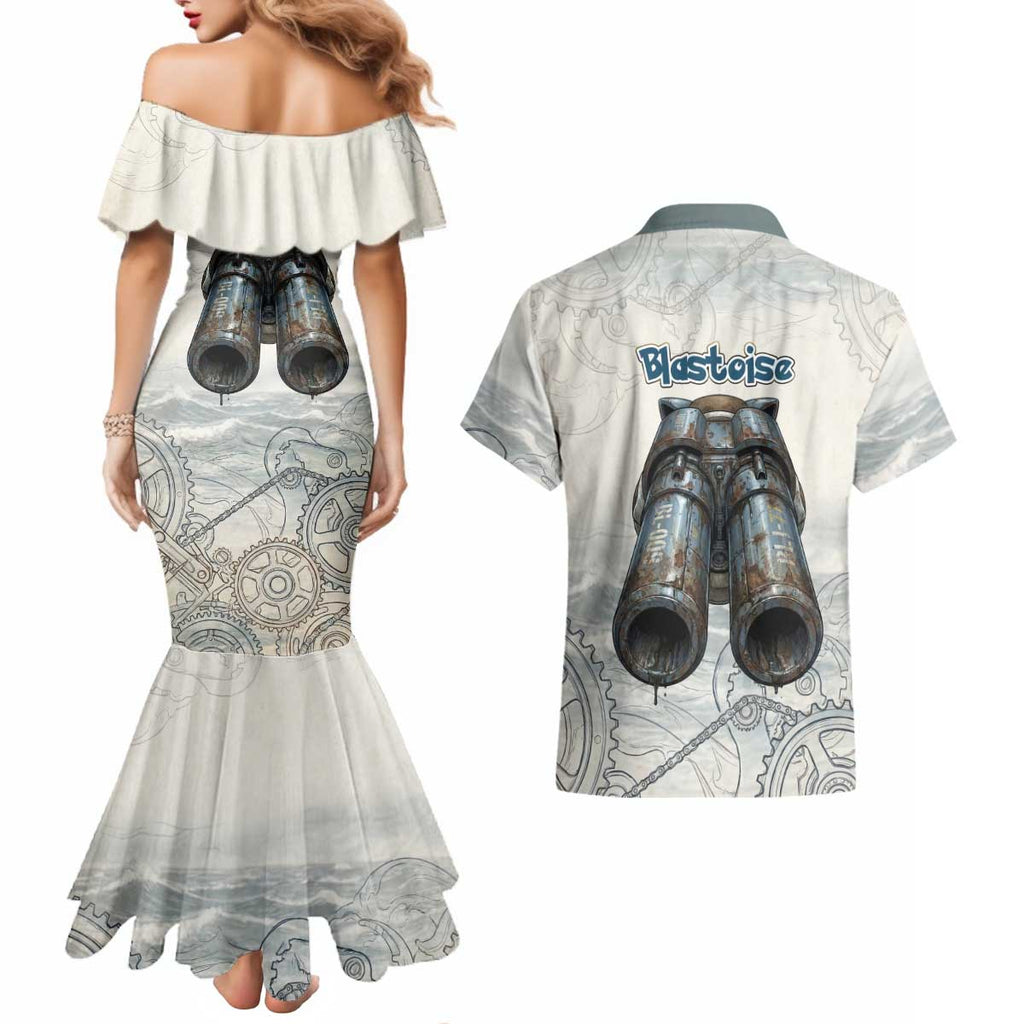 Blastoise Couples Matching Mermaid Dress and Hawaiian Shirt Steampunk Mechanical Gear Art