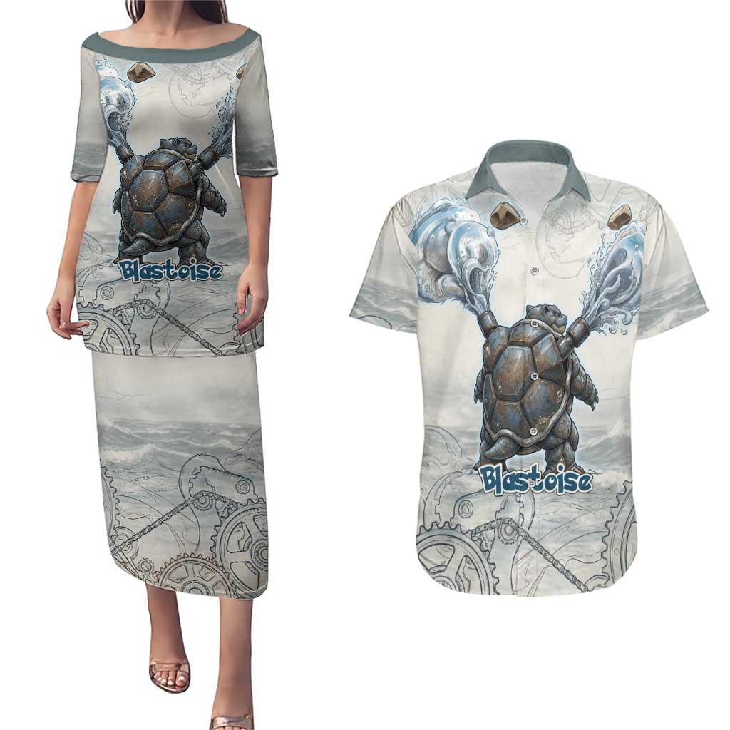 Blastoise Couples Matching Puletasi and Hawaiian Shirt Steampunk Mechanical Gear Art