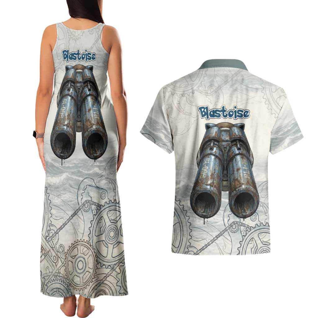 Blastoise Couples Matching Tank Maxi Dress and Hawaiian Shirt Steampunk Mechanical Gear Art
