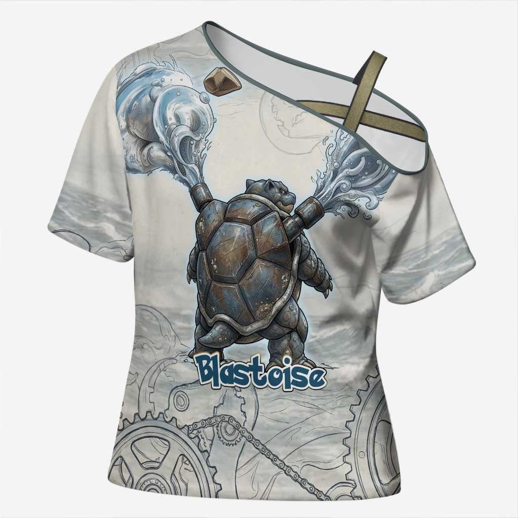 Blastoise Cross Shoulder Shirt Steampunk Mechanical Gear Art