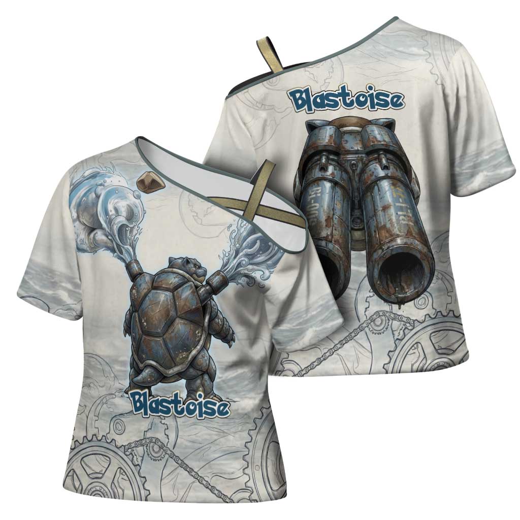 Blastoise Cross Shoulder Shirt Steampunk Mechanical Gear Art