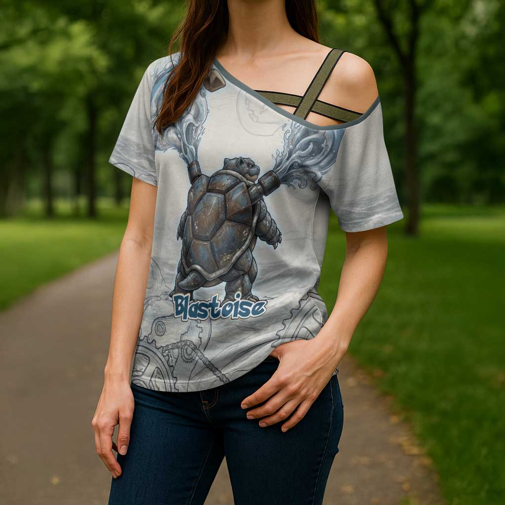 Blastoise Cross Shoulder Shirt Steampunk Mechanical Gear Art