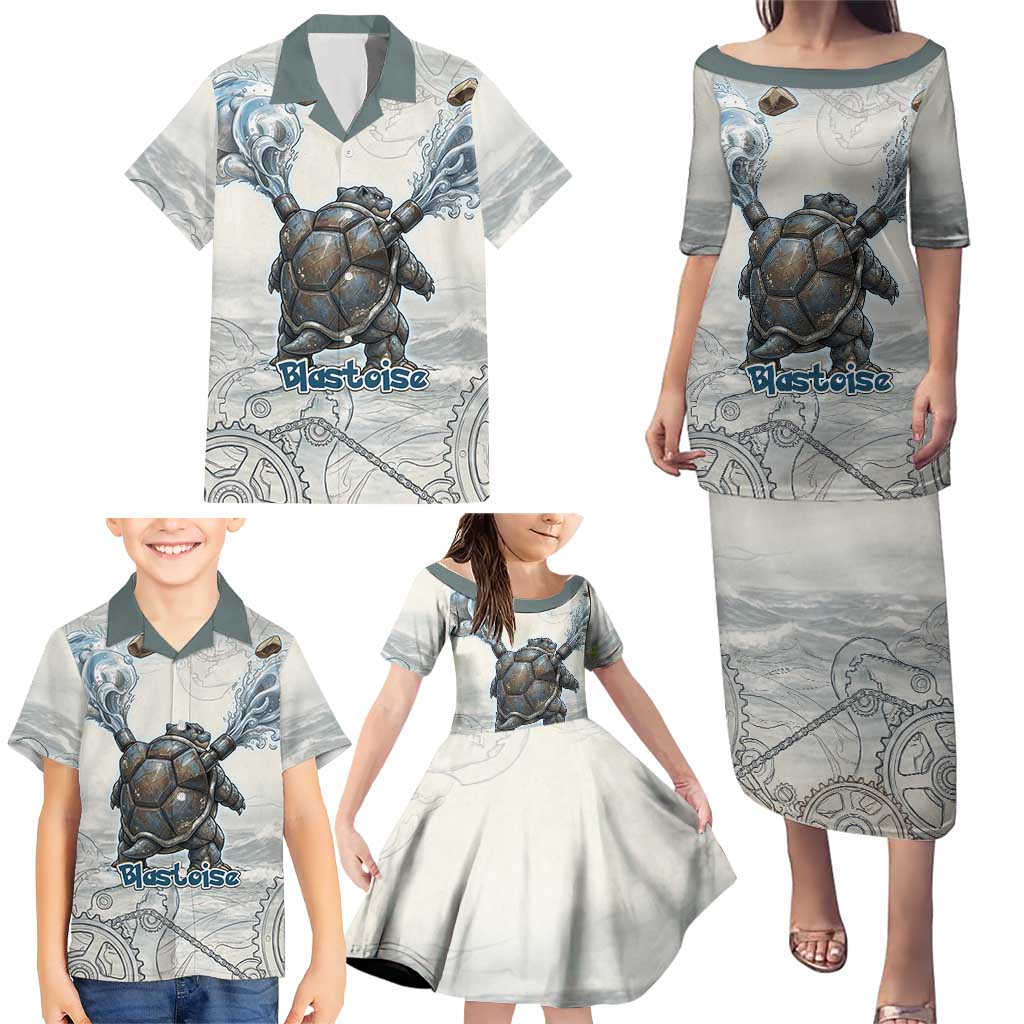 Blastoise Family Matching Puletasi and Hawaiian Shirt Steampunk Mechanical Gear Art