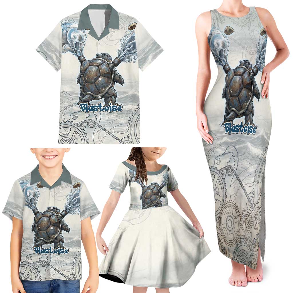Blastoise Family Matching Tank Maxi Dress and Hawaiian Shirt Steampunk Mechanical Gear Art