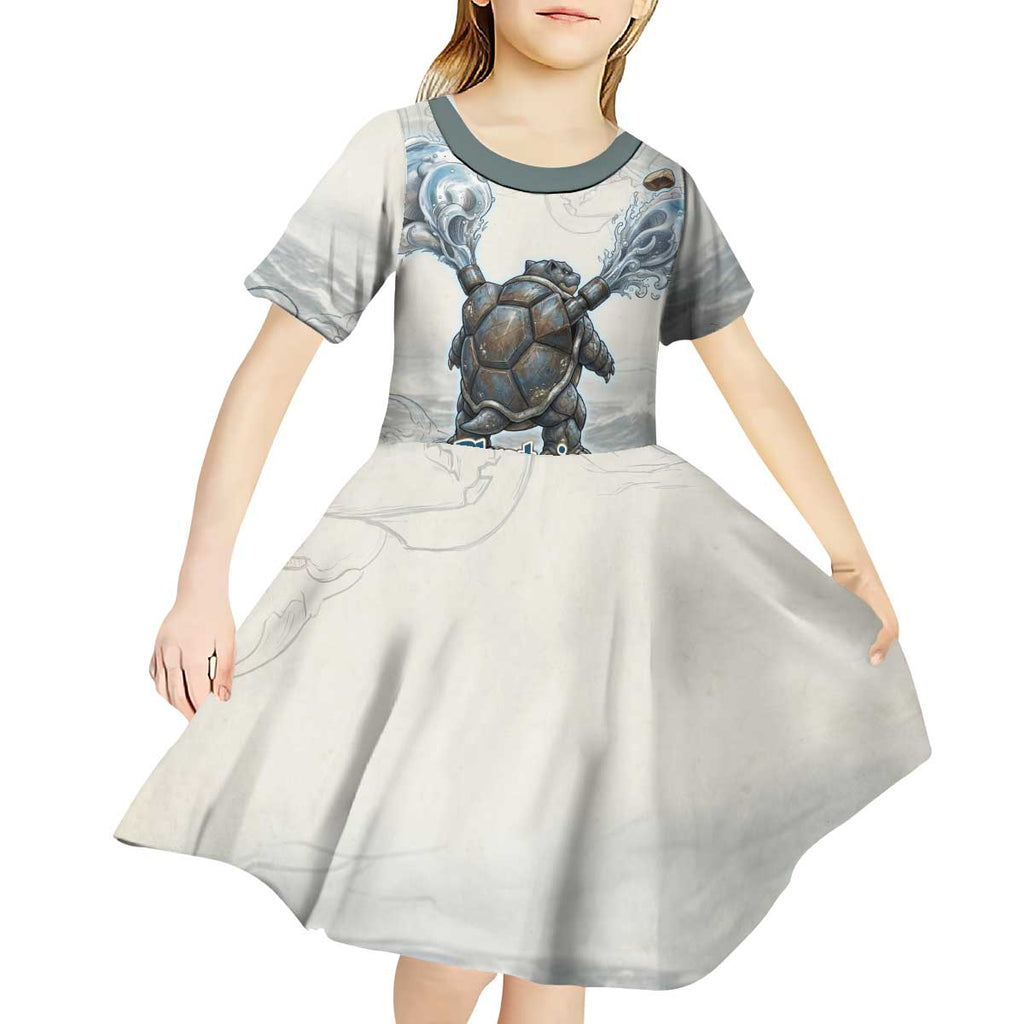 Blastoise Kid Short Sleeve Dress Steampunk Mechanical Gear Art