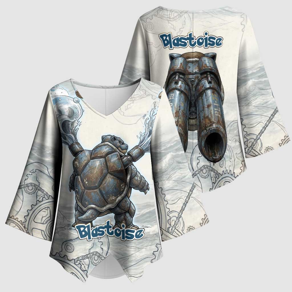Blastoise Kimono Sleeve Blouse Steampunk Mechanical Gear Art