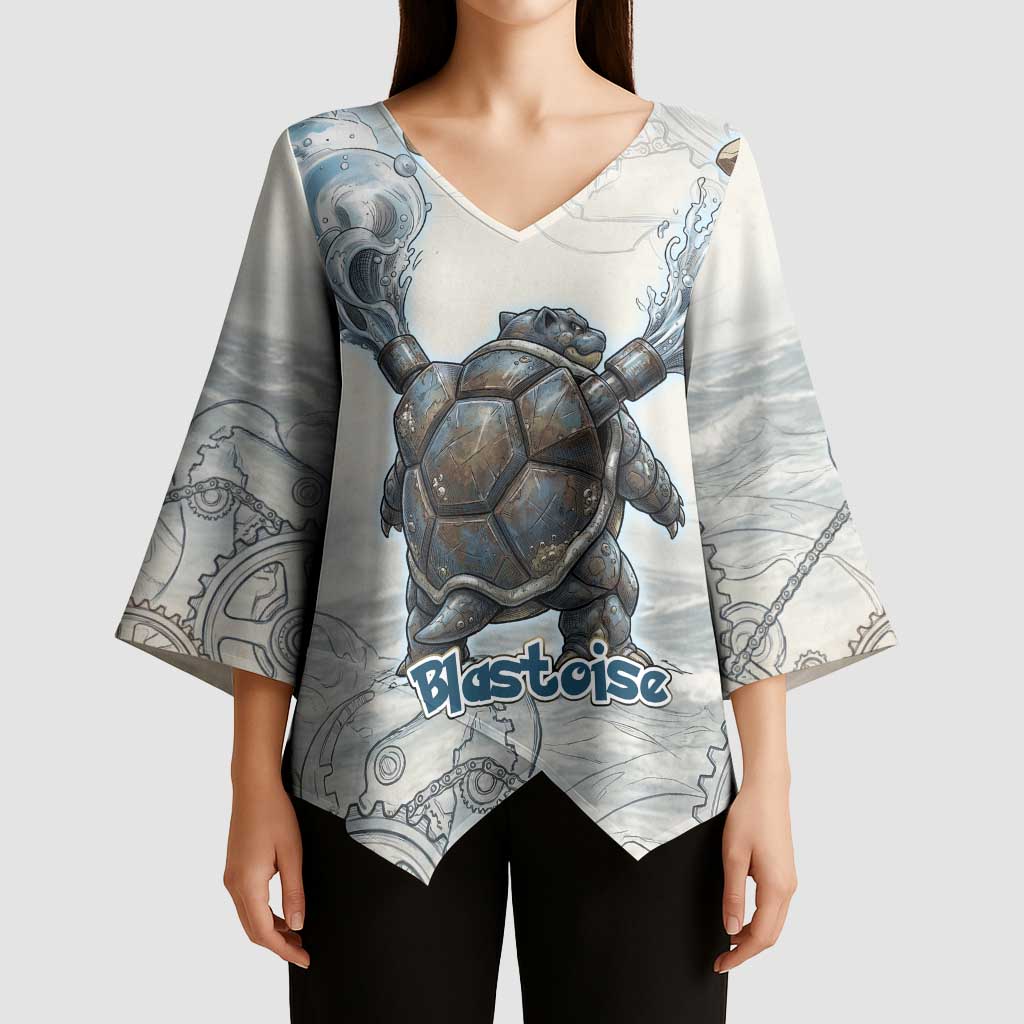 Blastoise Kimono Sleeve Blouse Steampunk Mechanical Gear Art