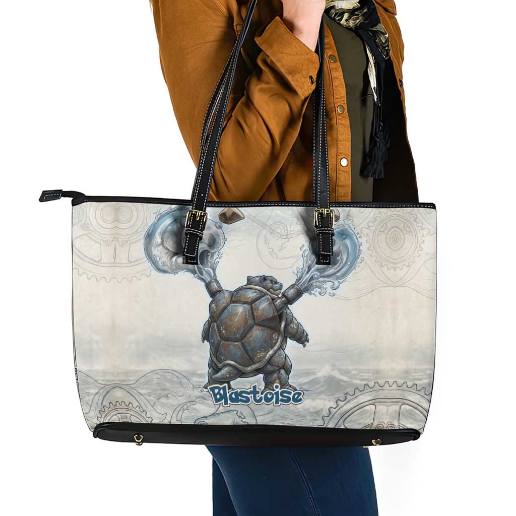 Blastoise Leather Tote Bag Steampunk Mechanical Gear Art