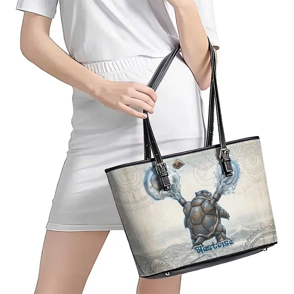 Blastoise Leather Tote Bag Steampunk Mechanical Gear Art