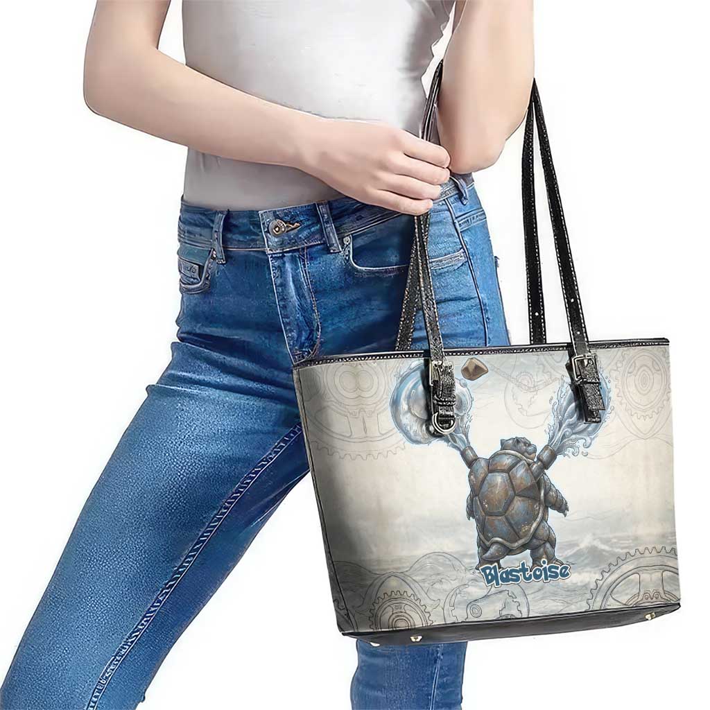 Blastoise Leather Tote Bag Steampunk Mechanical Gear Art