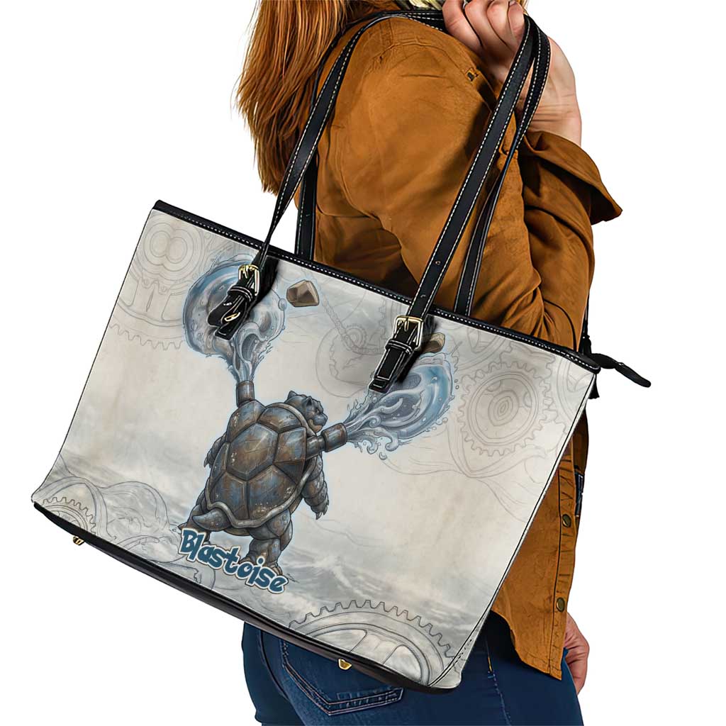 Blastoise Leather Tote Bag Steampunk Mechanical Gear Art