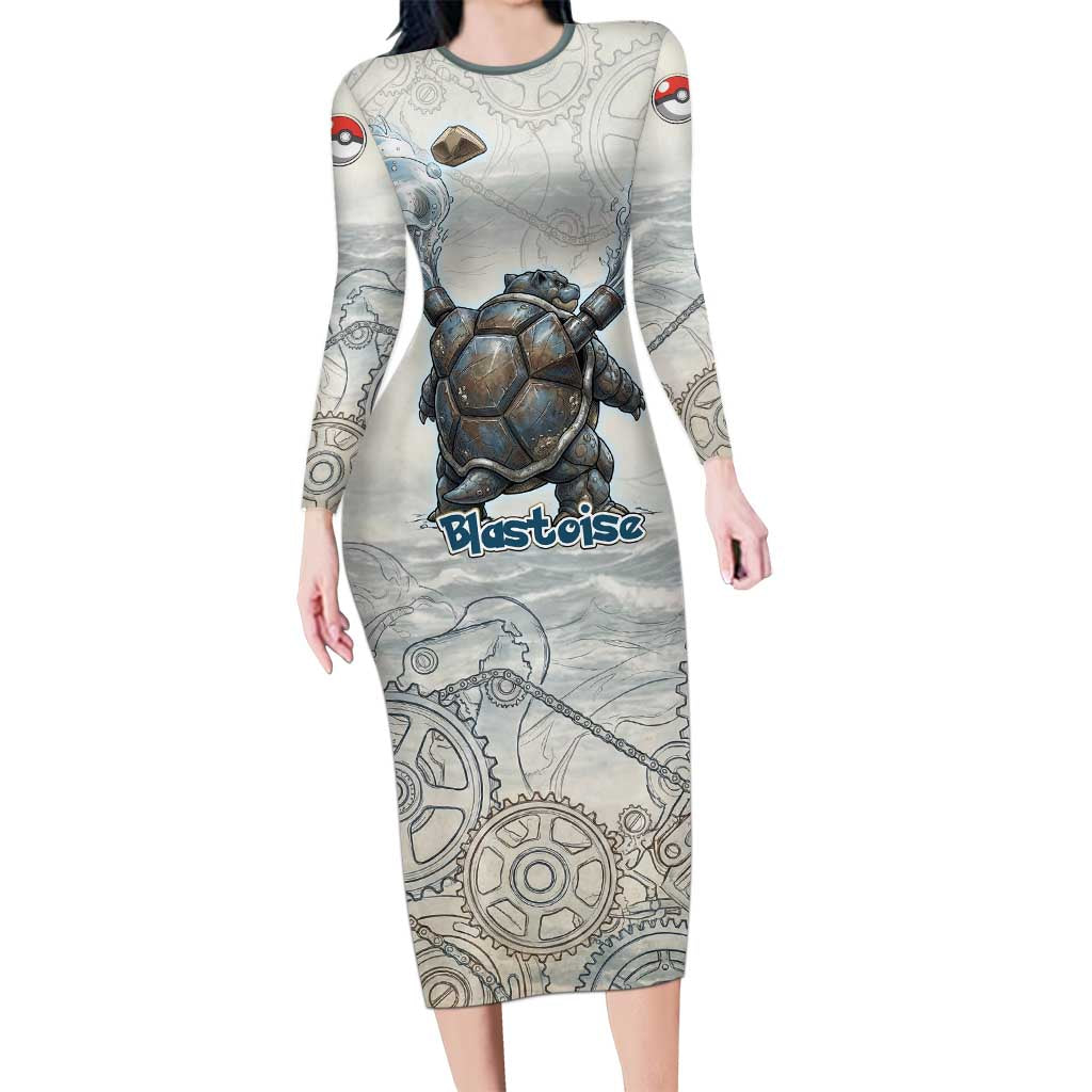 Blastoise Long Sleeve Bodycon Dress Steampunk Mechanical Gear Art