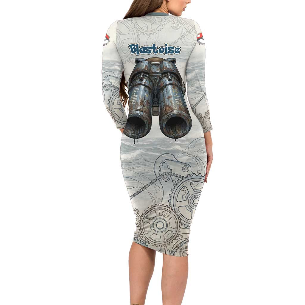 Blastoise Long Sleeve Bodycon Dress Steampunk Mechanical Gear Art