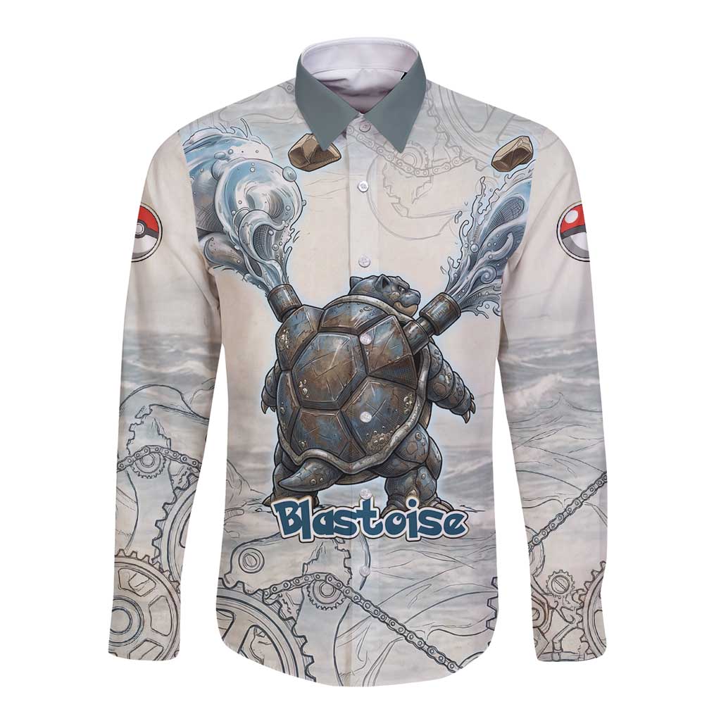 Blastoise Long Sleeve Button Shirt Steampunk Mechanical Gear Art