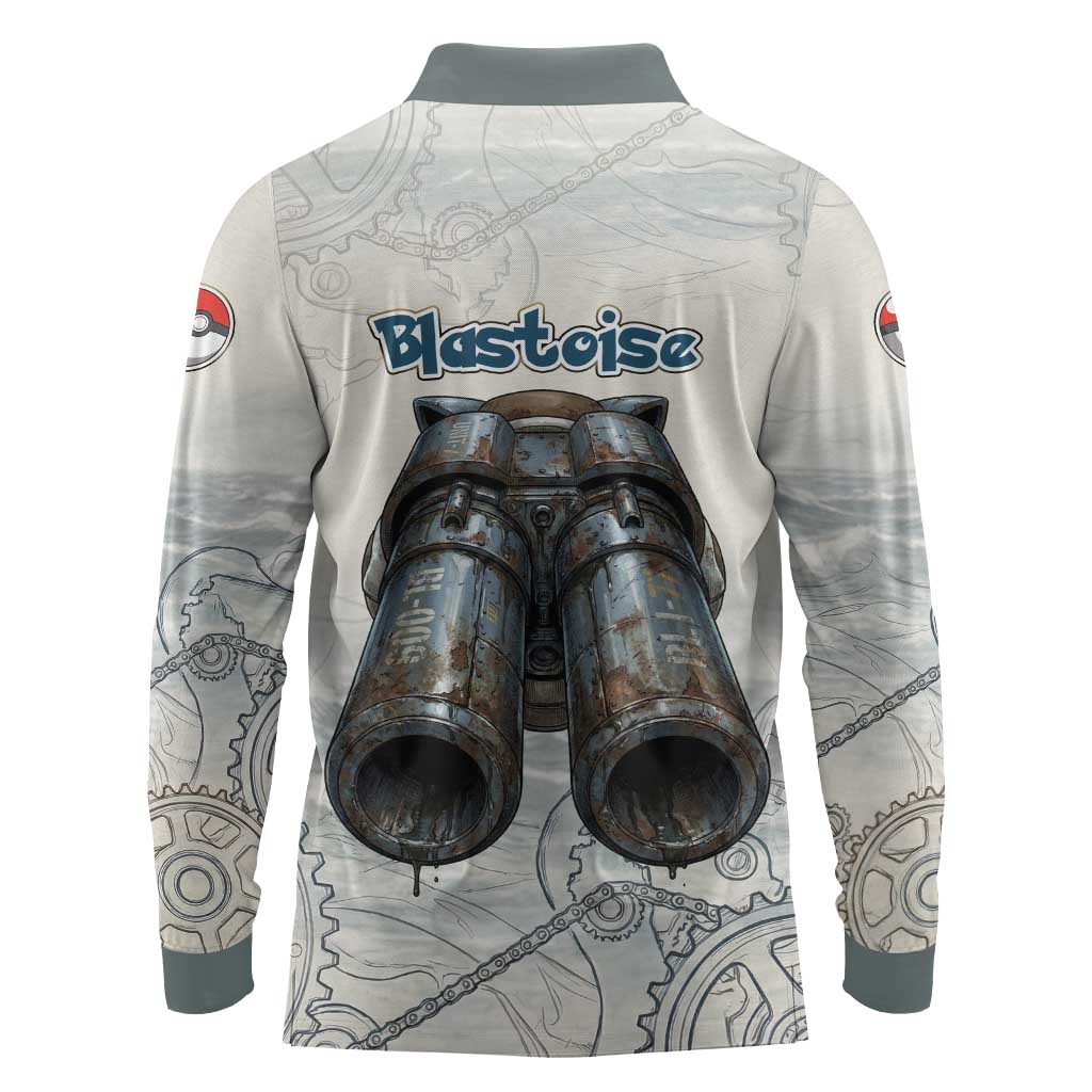 Blastoise Long Sleeve Polo Shirt Steampunk Mechanical Gear Art
