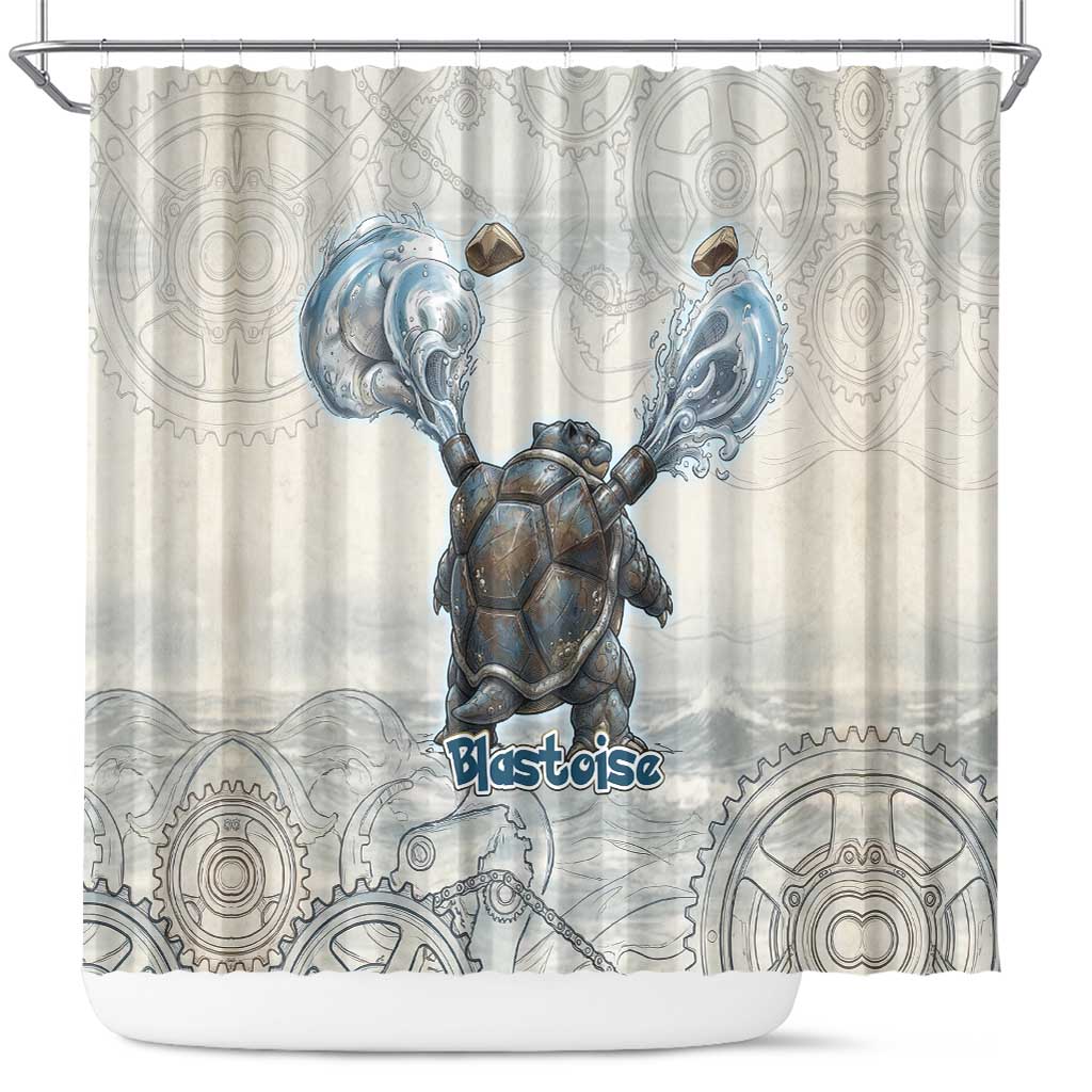 Blastoise Shower Curtain Steampunk Mechanical Gear Art
