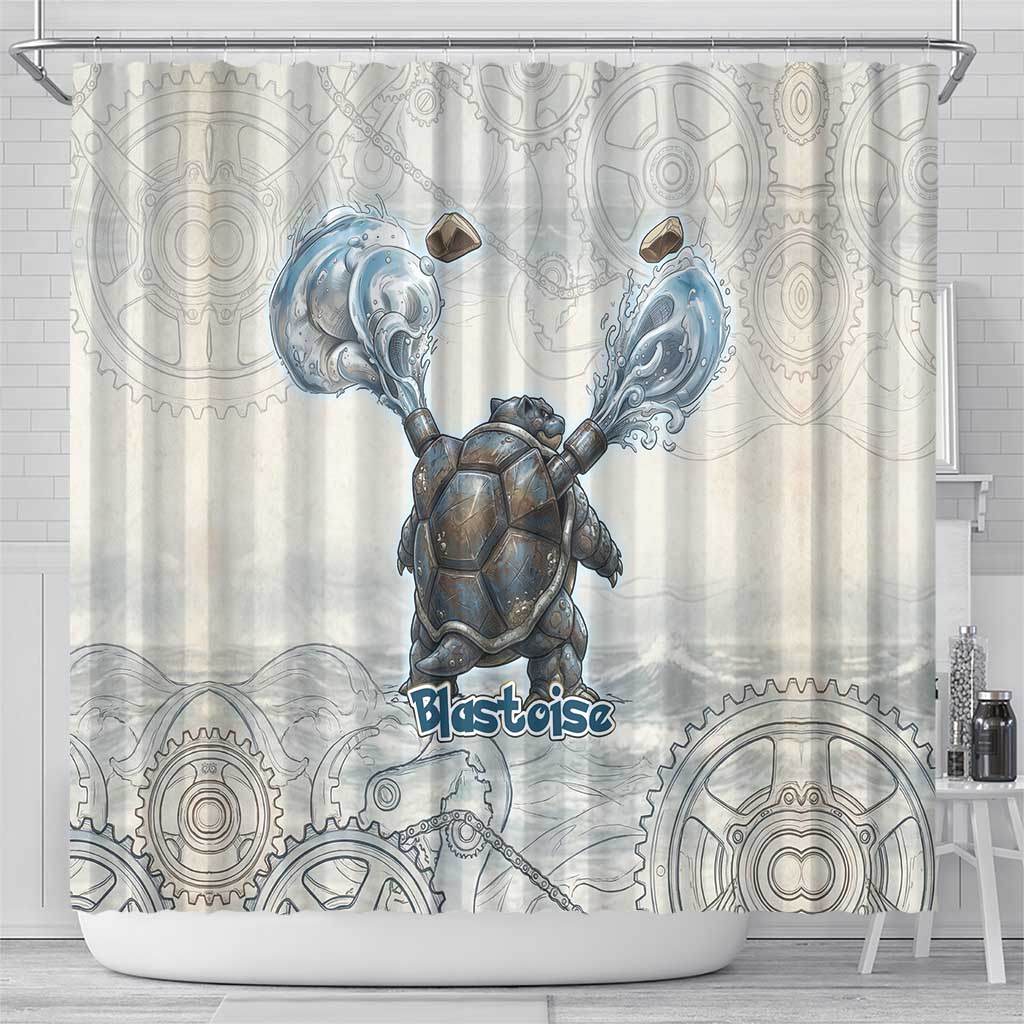 Blastoise Shower Curtain Steampunk Mechanical Gear Art