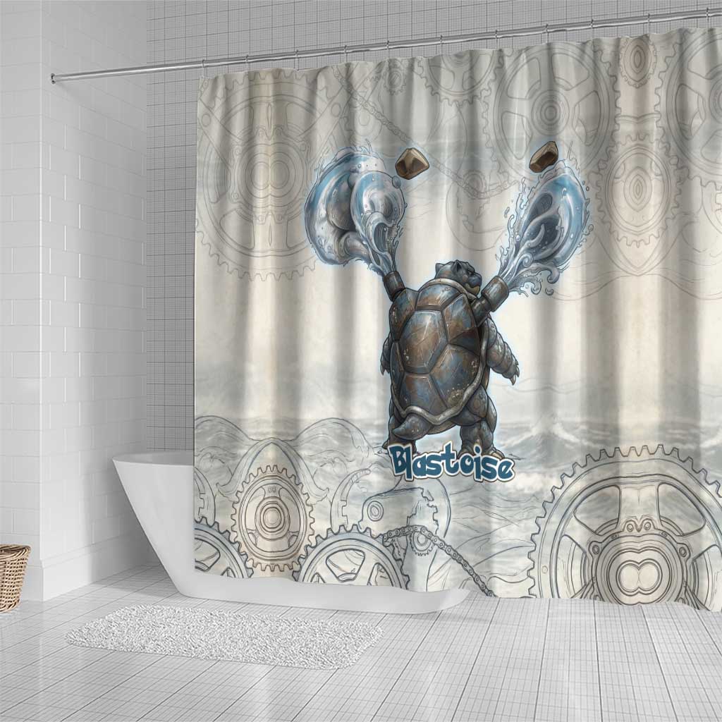 Blastoise Shower Curtain Steampunk Mechanical Gear Art