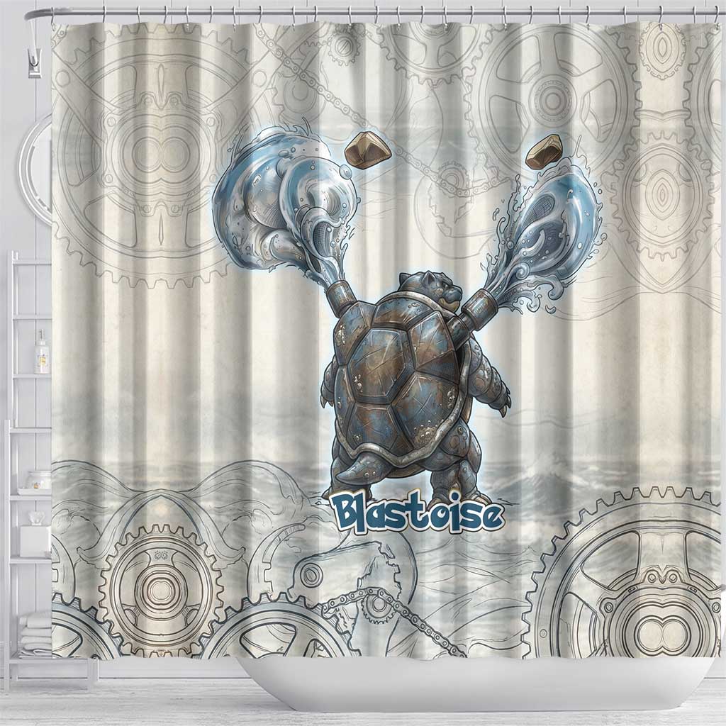 Blastoise Shower Curtain Steampunk Mechanical Gear Art