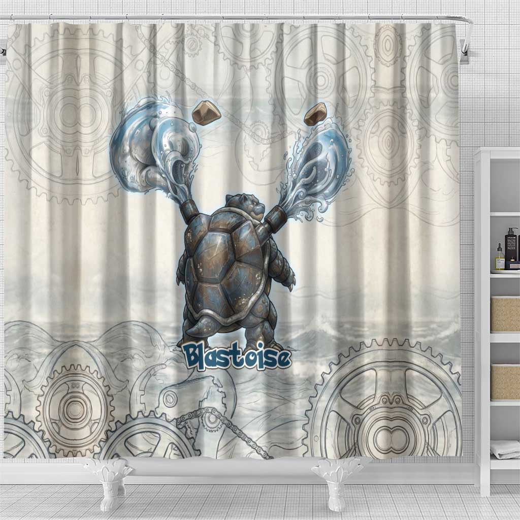 Blastoise Shower Curtain Steampunk Mechanical Gear Art