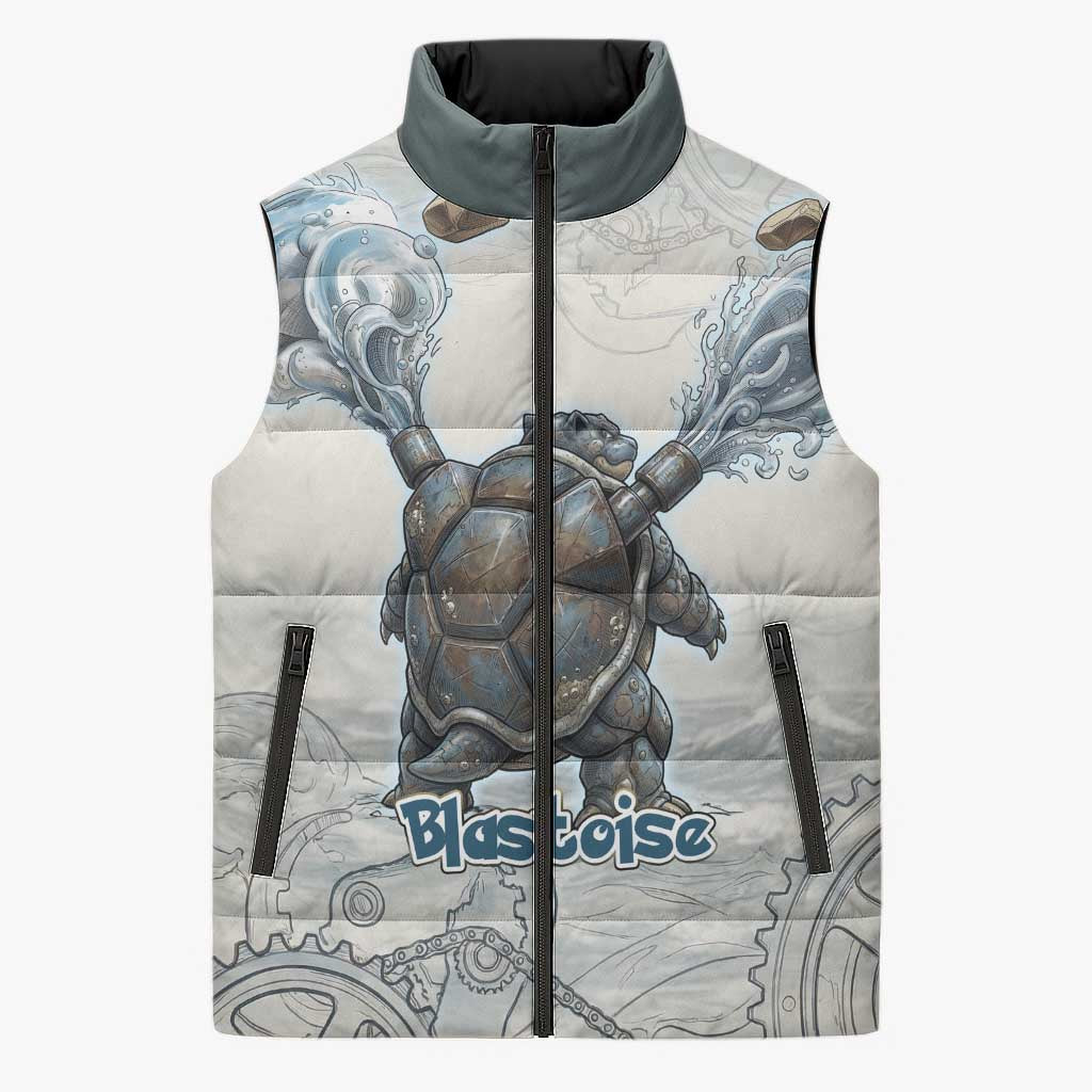 Blastoise Sleeveless Puffer Jacket Steampunk Mechanical Gear Art