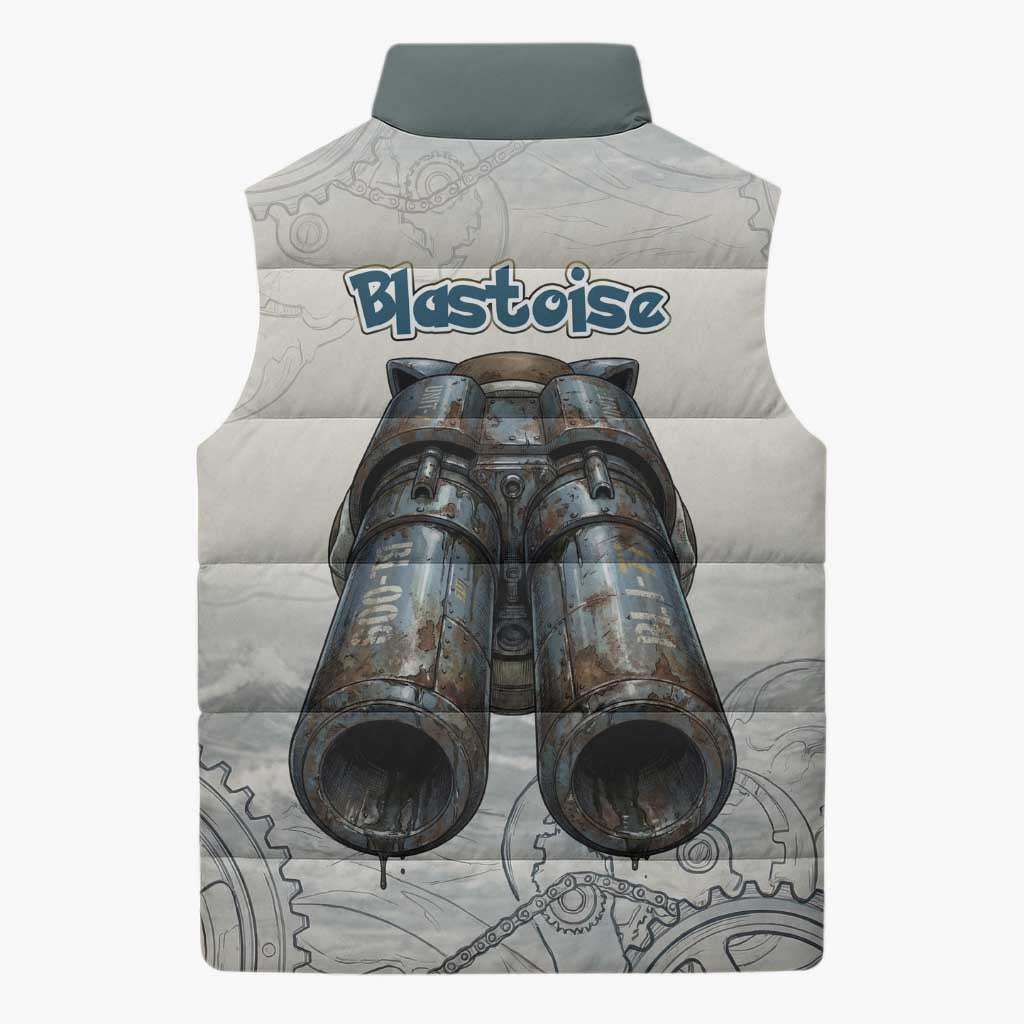Blastoise Sleeveless Puffer Jacket Steampunk Mechanical Gear Art