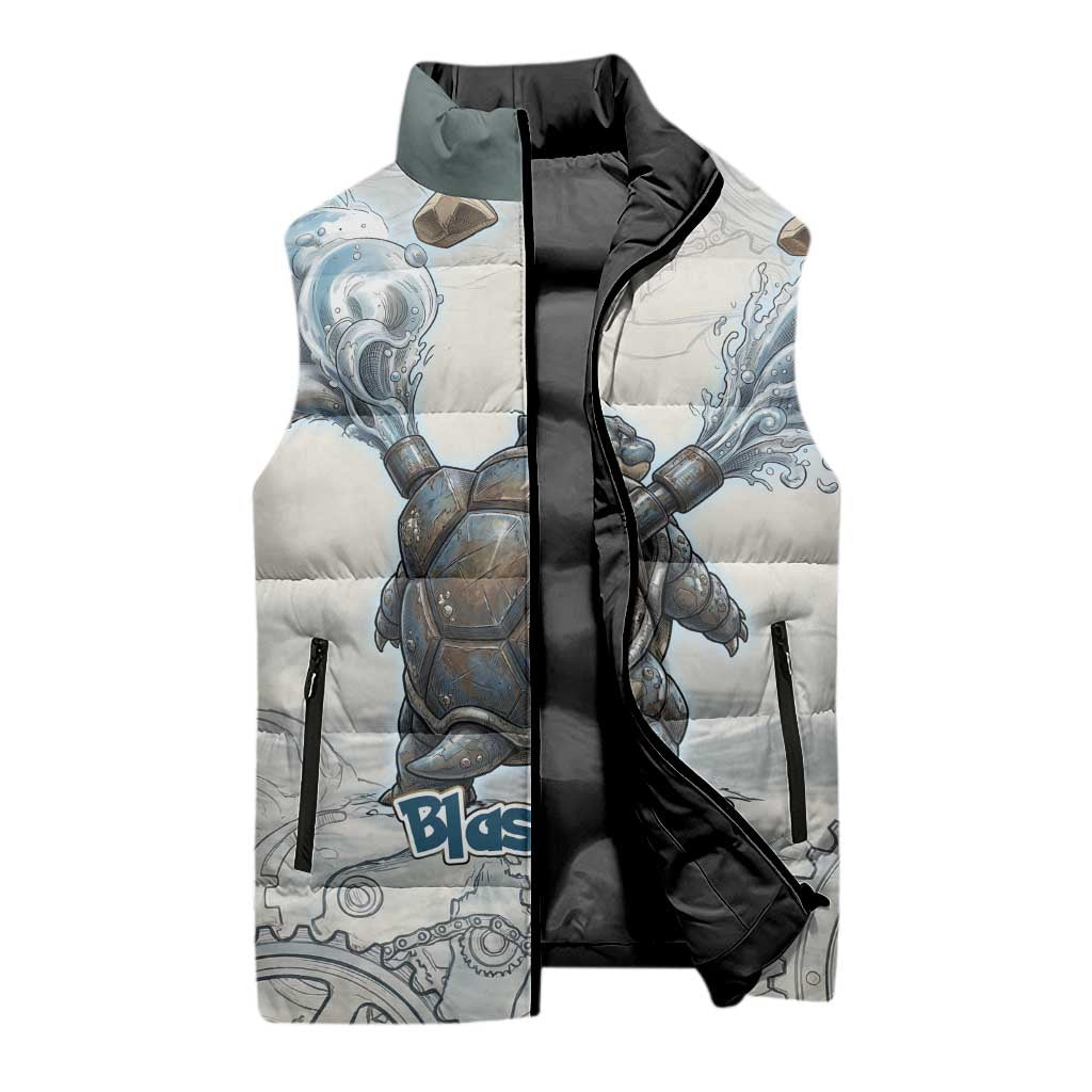 Blastoise Sleeveless Puffer Jacket Steampunk Mechanical Gear Art