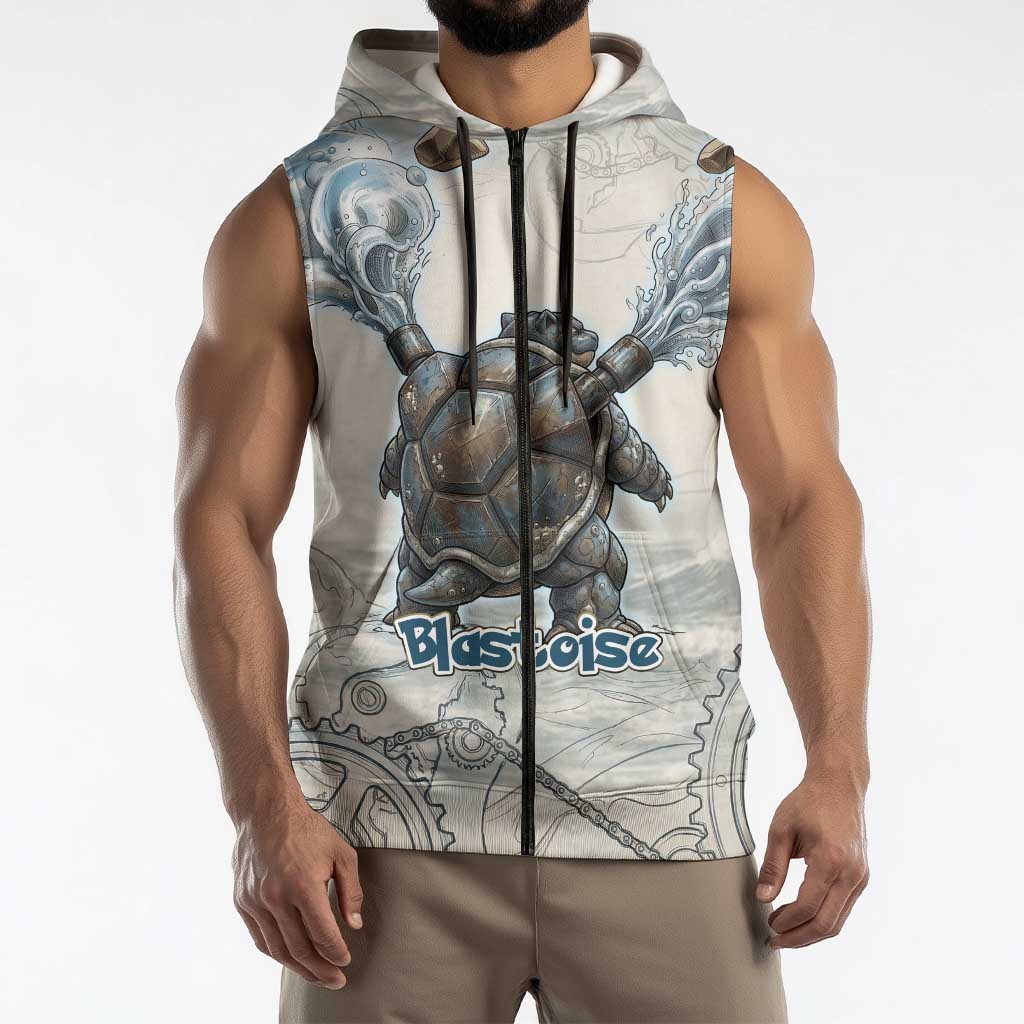 Blastoise Sleeveless Zip Hoodie Steampunk Mechanical Gear Art