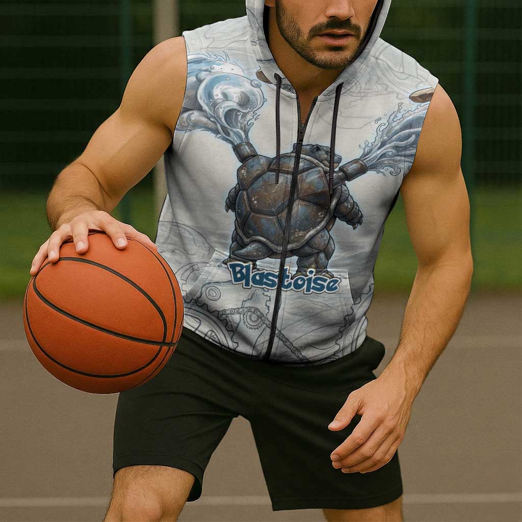 Blastoise Sleeveless Zip Hoodie Steampunk Mechanical Gear Art