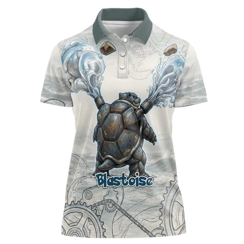 Blastoise Women Polo Shirt Steampunk Mechanical Gear Art