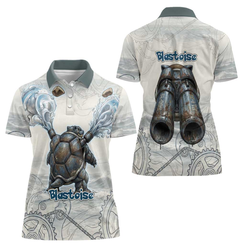 Blastoise Women Polo Shirt Steampunk Mechanical Gear Art