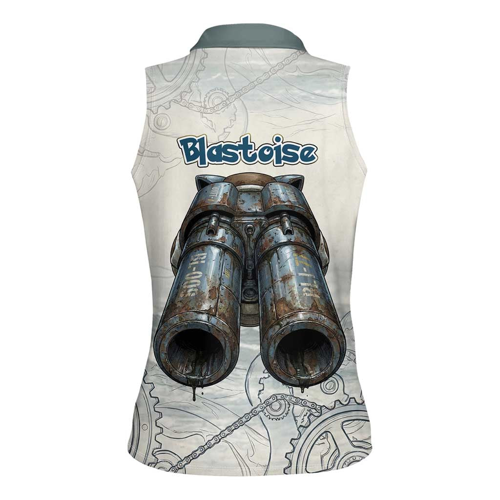 Blastoise Women Sleeveless Polo Shirt Steampunk Mechanical Gear Art