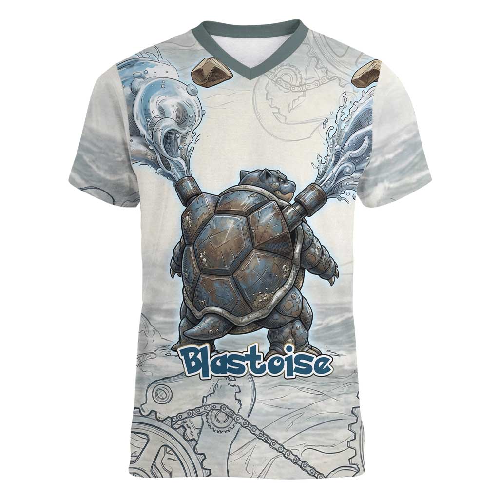 Blastoise Women V-Neck T-Shirt Steampunk Mechanical Gear Art