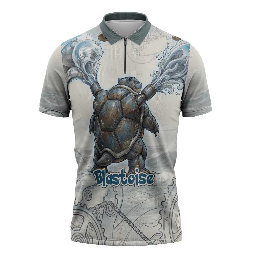 Blastoise Zipper Polo Shirt Steampunk Mechanical Gear Art