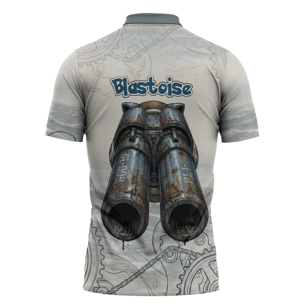 Blastoise Zipper Polo Shirt Steampunk Mechanical Gear Art