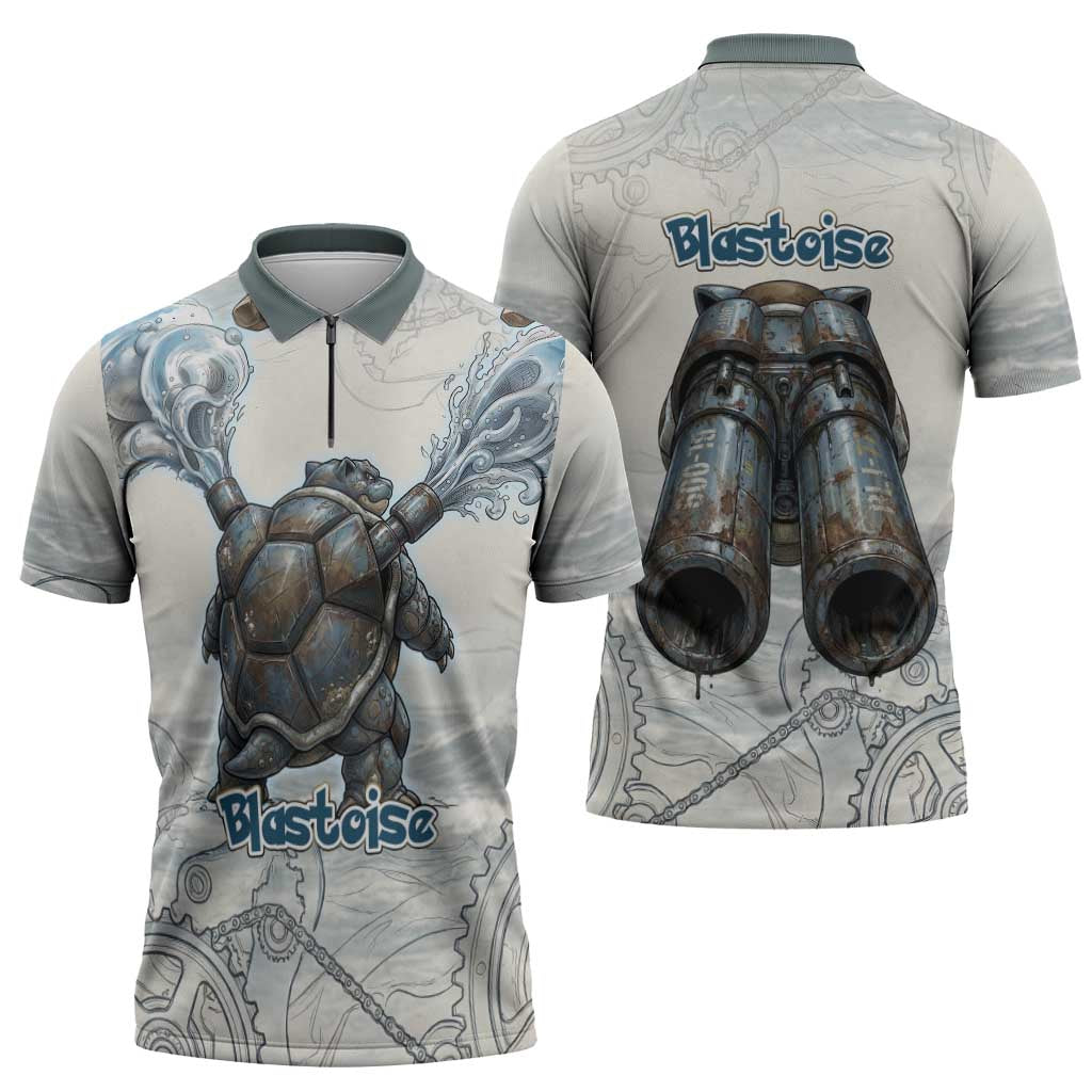 Blastoise Zipper Polo Shirt Steampunk Mechanical Gear Art